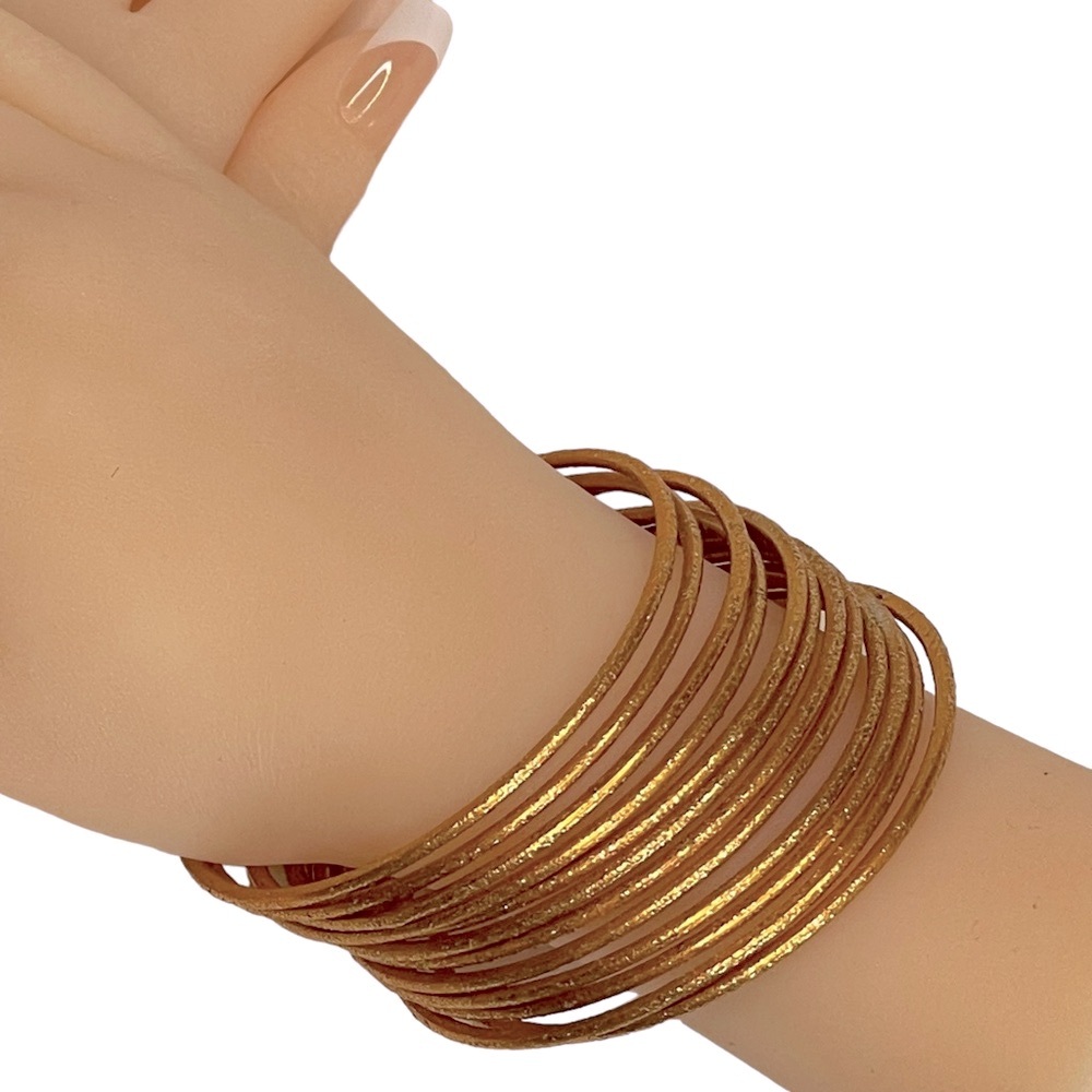 Copper Tone Bangle Bracelets Set of Twelve